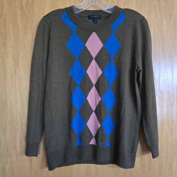 J Crew Merino Wool Argyle Sweater - Picture 1 of 3